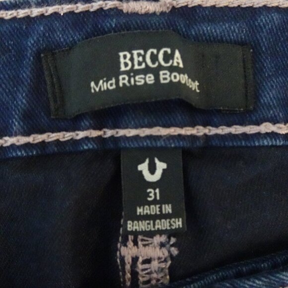True Religion Becca Crystal Jeans Women's Size 31x33 Blue Denim Bootcut - Picture 6 of 10